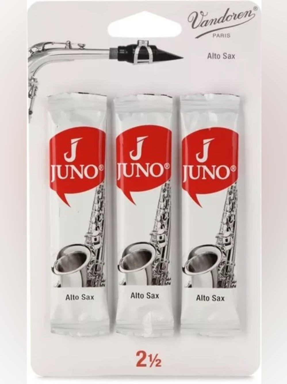 Vandoren Juno JSR6125/3 Alto Saxophone Reeds - 2.5 (3-pack) Alto Sax Reeds -